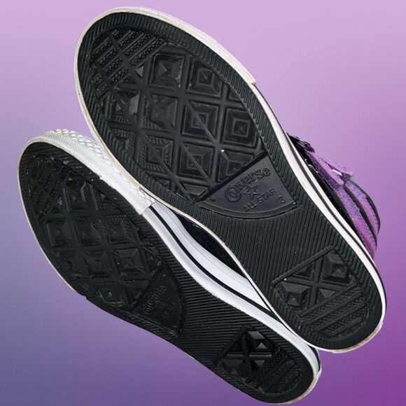 Big Girls Converse Chuck Taylor Glendale Hi Black Canvas Purple Sneakers Size 3 - Picture 6 of 8